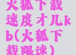 火狐下载速度才几kb(火狐下载限速)