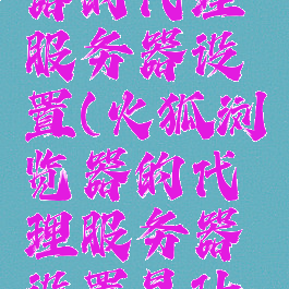 火狐浏览器的代理服务器设置(火狐浏览器的代理服务器设置是什么)