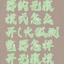 火狐浏览器的无痕模式怎么开(火狐浏览器怎样开无痕模式)