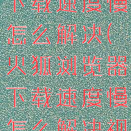 火狐浏览器下载速度慢怎么解决(火狐浏览器下载速度慢怎么解决视频)