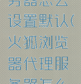 火狐浏览器代理服务器怎么设置默认(火狐浏览器代理服务器怎么设置默认端口)