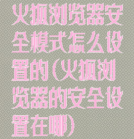 火狐浏览器安全模式怎么设置的(火狐浏览器的安全设置在哪)