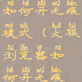 火狐浏览器如何开无痕模式(火狐浏览器如何开无痕模式啊)