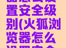 火狐浏览器怎么设置安全级别(火狐浏览器怎么设置安全选项)