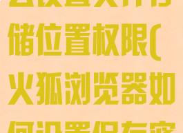 火狐浏览器怎么设置文件存储位置权限(火狐浏览器如何设置保存密码)