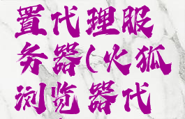 火狐浏览器怎样设置代理服务器(火狐浏览器代理怎么设置)