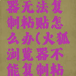 火狐浏览器无法复制粘贴怎么办(火狐浏览器不能复制粘贴)