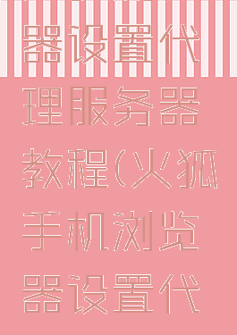 火狐浏览器设置代理服务器教程(火狐手机浏览器设置代理)