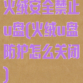 火绒安全禁止u盘(火绒u盘防护怎么关闭)