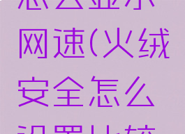 火绒安全怎么显示网速(火绒安全怎么设置比较安全)