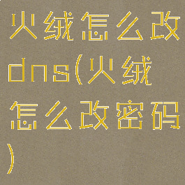 火绒怎么改dns(火绒怎么改密码)
