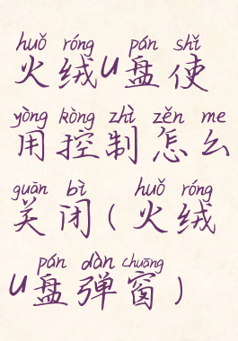 火绒u盘使用控制怎么关闭(火绒u盘弹窗)