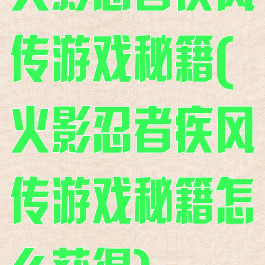 火影忍者疾风传游戏秘籍(火影忍者疾风传游戏秘籍怎么获得)