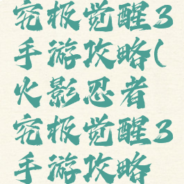火影忍者究极觉醒3手游攻略(火影忍者究极觉醒3手游攻略视频)