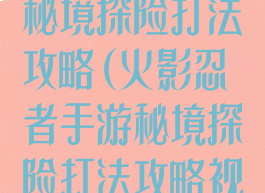 火影忍者手游秘境探险打法攻略(火影忍者手游秘境探险打法攻略视频)