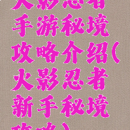 火影忍者手游秘境攻略介绍(火影忍者新手秘境攻略)