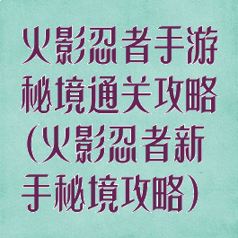 火影忍者手游秘境通关攻略(火影忍者新手秘境攻略)