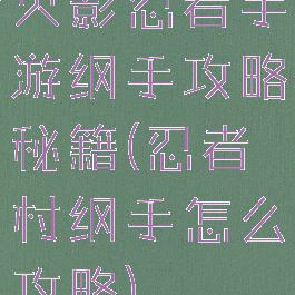 火影忍者手游纲手攻略秘籍(忍者村纲手怎么攻略)