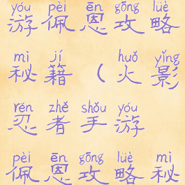 火影忍者手游佩恩攻略秘籍(火影忍者手游佩恩攻略秘籍怎么用)