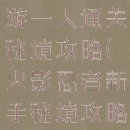 火影忍者手游一人通关秘境攻略(火影忍者新手秘境攻略)