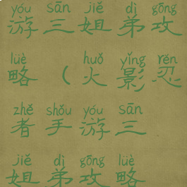 火影忍者手游三姐弟攻略(火影忍者手游三姐弟攻略视频)