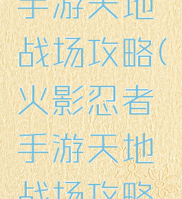 火影忍者手游天地战场攻略(火影忍者手游天地战场攻略图)