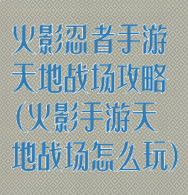火影忍者手游天地战场攻略(火影手游天地战场怎么玩)