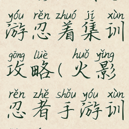 火影忍者手游忍着集训攻略(火影忍者手游训练营)