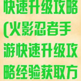 火影忍者手游快速升级攻略(火影忍者手游快速升级攻略经验获取方...)