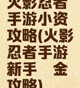 火影忍者手游小资攻略(火影忍者手游新手氪金攻略)