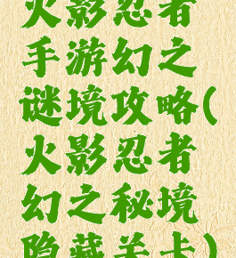 火影忍者手游幻之谜境攻略(火影忍者幻之秘境隐藏关卡)