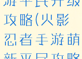 火影忍者手游平民升级攻略(火影忍者手游萌新平民攻略)