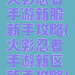 火影忍者手游新服新手攻略(火影忍者手游新区新手攻略)