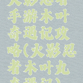 火影忍者手游木叶奇遇记攻略(火影忍者木叶丸奇遇记)