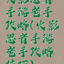 火影忍者手游老手攻略(火影忍者手游老手攻略技巧)