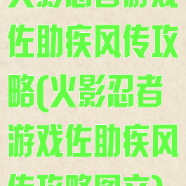 火影忍者游戏佐助疾风传攻略(火影忍者游戏佐助疾风传攻略图文)