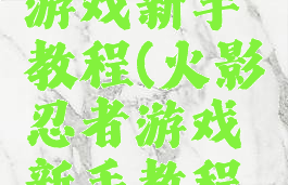 火影忍者游戏新手教程(火影忍者游戏新手教程怎么过)