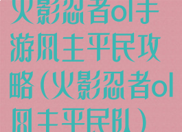 火影忍者ol手游风主平民攻略(火影忍者ol风主平民队)