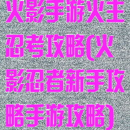 火影手游火主忍考攻略(火影忍者新手攻略手游攻略)