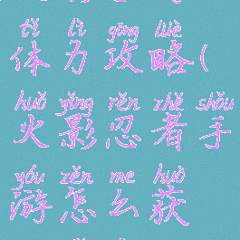 火影手游体力攻略(火影忍者手游怎么获得体力)