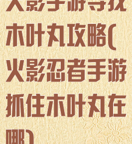 火影手游寻找木叶丸攻略(火影忍者手游抓住木叶丸在哪)