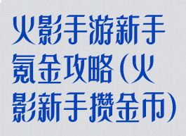火影手游新手氪金攻略(火影新手攒金币)