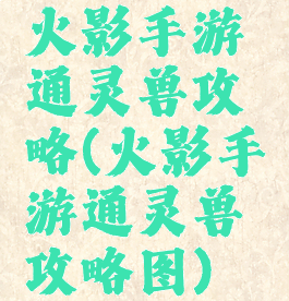 火影手游通灵兽攻略(火影手游通灵兽攻略图)