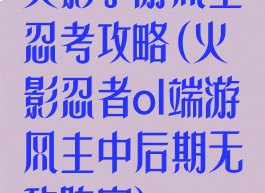 火影手游风主忍考攻略(火影忍者ol端游风主中后期无敌阵容)