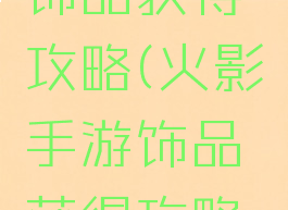 火影手游饰品获得攻略(火影手游饰品获得攻略视频)