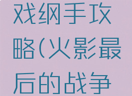 火影最后的战争游戏纲手攻略(火影最后的战争游戏攻略怎么玩)