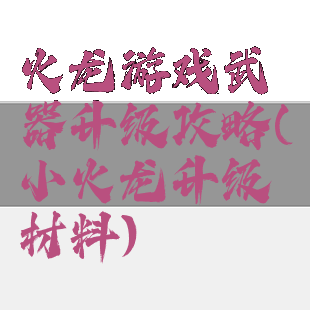 火龙游戏武器升级攻略(小火龙升级材料)
