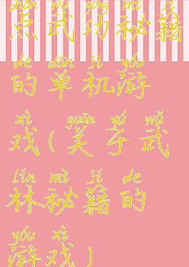 点武功秘籍的单机游戏(关于武林秘籍的游戏)