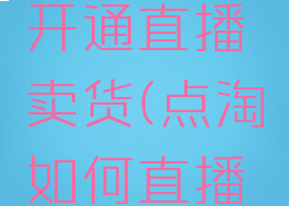 点淘怎么开通直播卖货(点淘如何直播带货)