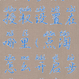 点淘步数授权设置在哪里(点淘怎么开启步数计数器)